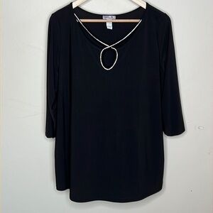 BLOSSOM BY P. BLACK AND RHINESTONE BLOUSE SIZE 1XL